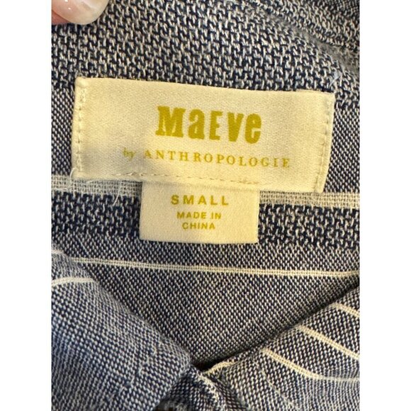 Anthropologie Maeve Shirt Women Small Blue Chatham Striped Button Down Blouse - Picture 10 of 10